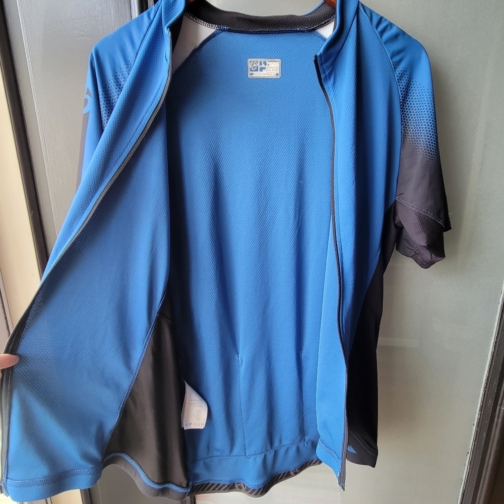 Bontreger Men's Solstice Short Sleeve Cycling Jersey Zip Front Blue Black Large - Picture 5 of 11